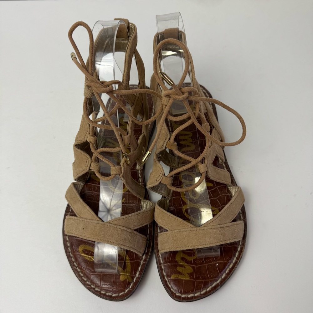 Sam Edelman Gemma Camel Suede Lace up Gladiator Sandals Women’s Size 5 - Picture 3 of 9